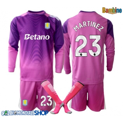 Maglie da calcio Aston Villa Emiliano Martinez #23 Portiere Terza Maglia Bambino 2025-26 Manica Lunga + Pantaloni corti)